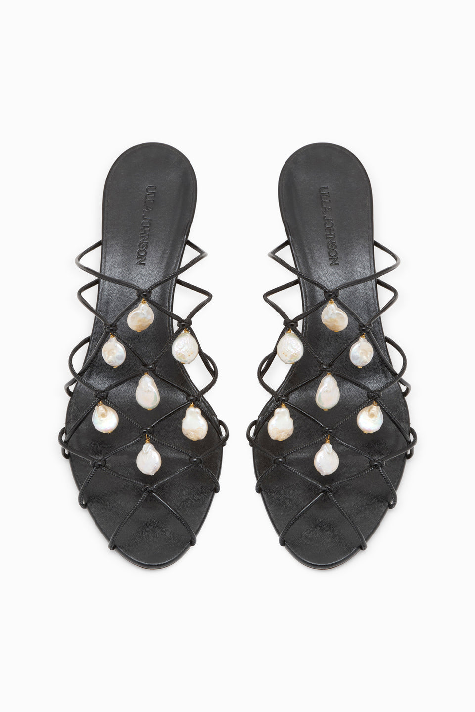 Colette Kitten Heel Sandal with Pearls - Noir