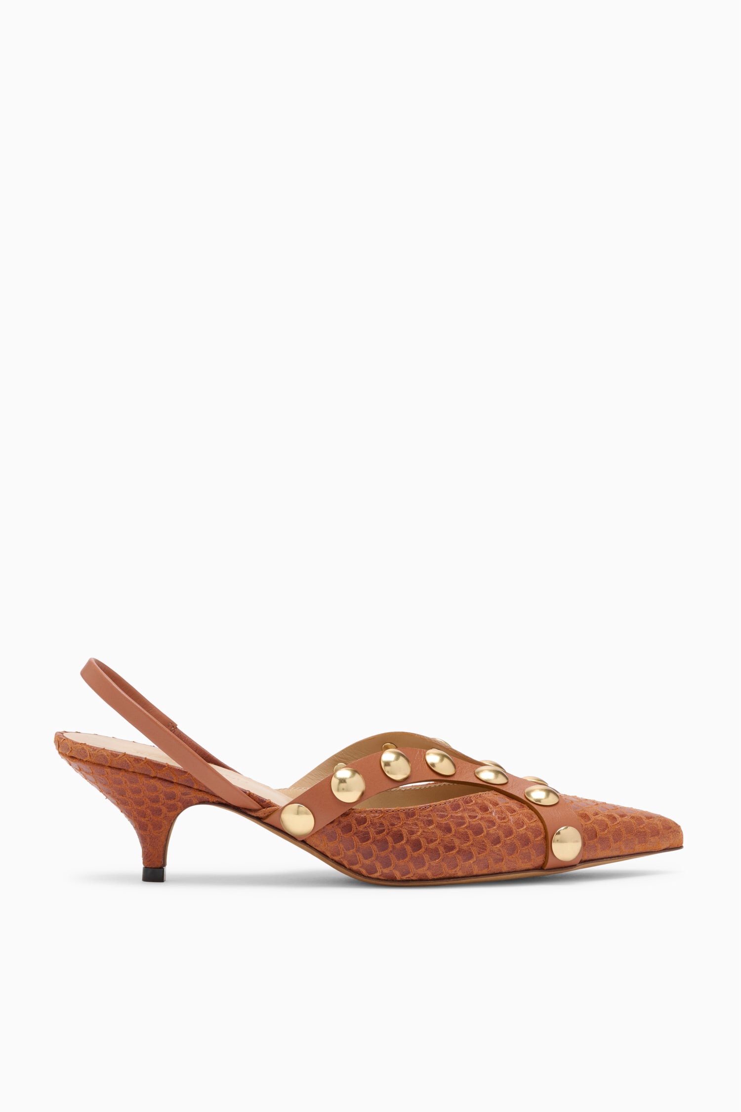 Vendome Studded Kitten Heel - Nutmeg