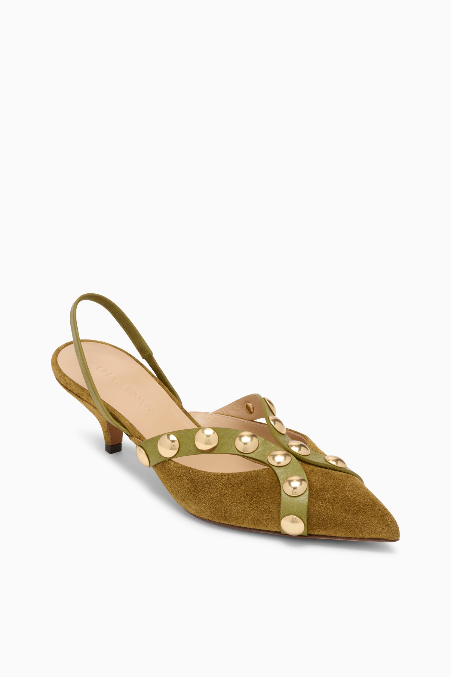Vendome Studded Kitten Heel - Olive