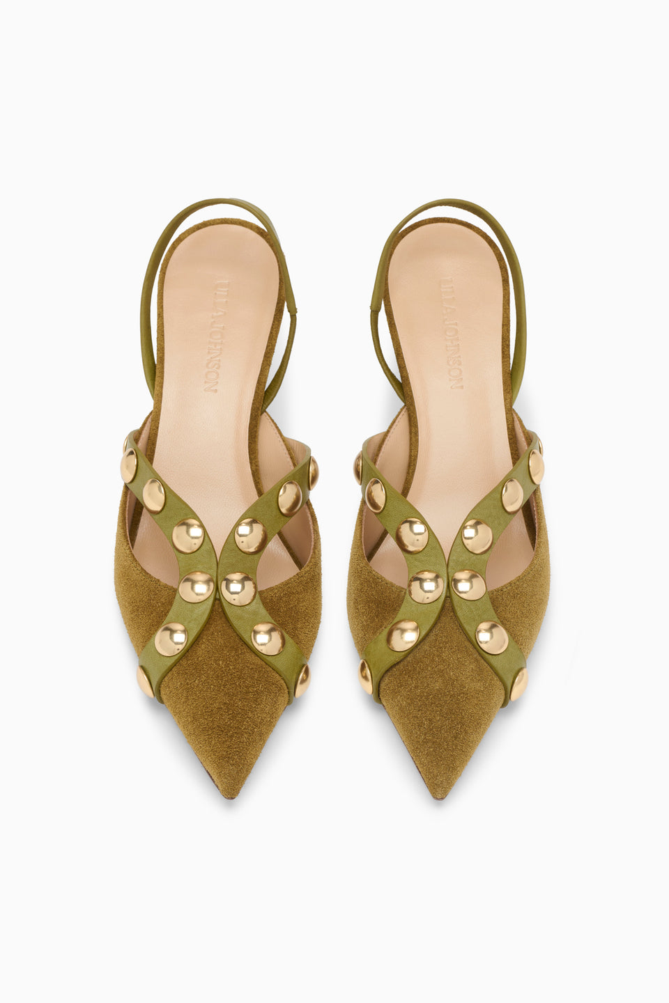 Vendome Studded Kitten Heel - Olive