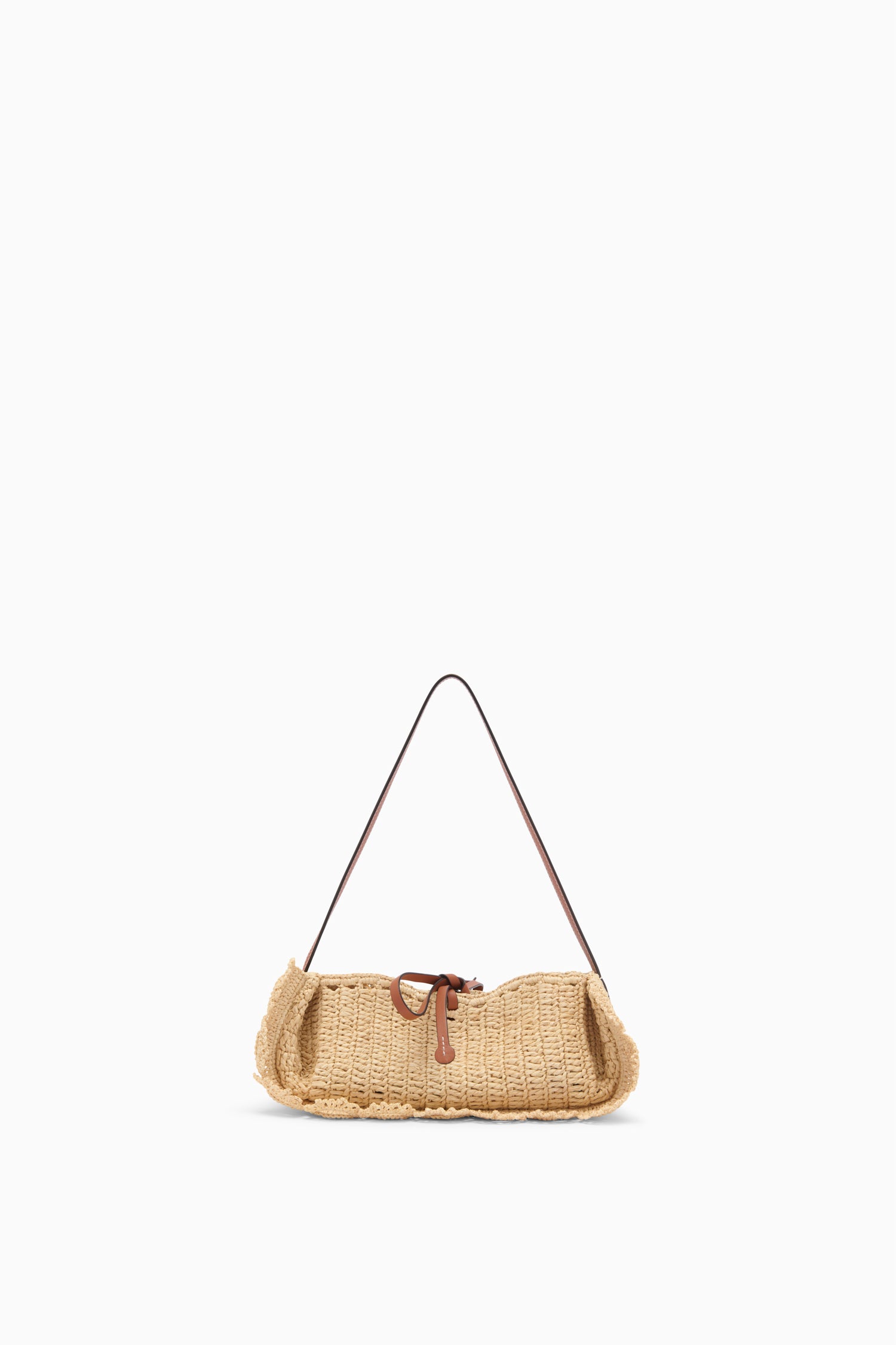 Natural Hand-Crocheted Raffia Scallop Pouchette - Front View | Ulla Johnson