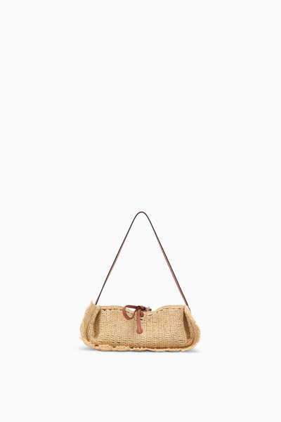 Natural Hand-Crocheted Raffia Scallop Pouchette - Front View | Ulla Johnson