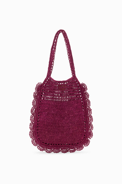 Orchid Hand-Crocheted Raffia Flat Tote - Front View | Ulla Johnson