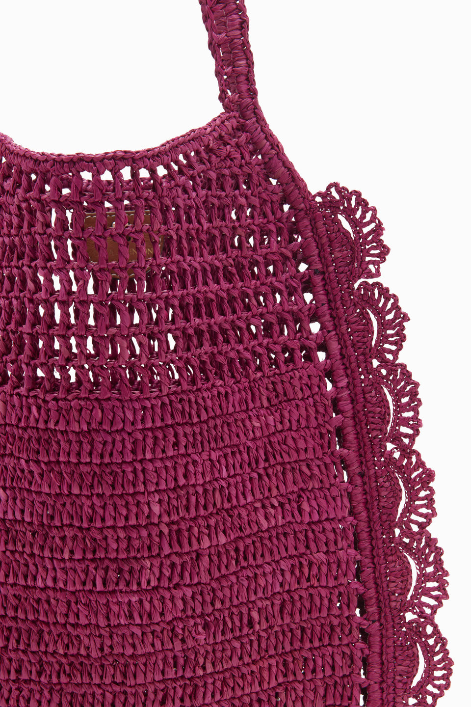 Orchid Raffia Tote Petal Scallop & Hand-Crocheted Texture Close-Up | Ulla Johnson