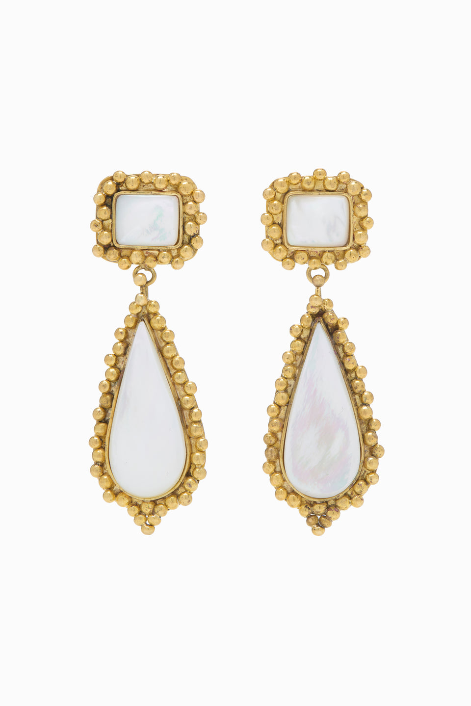 Mother of Pearl Framed Drop Earring - Pearl
