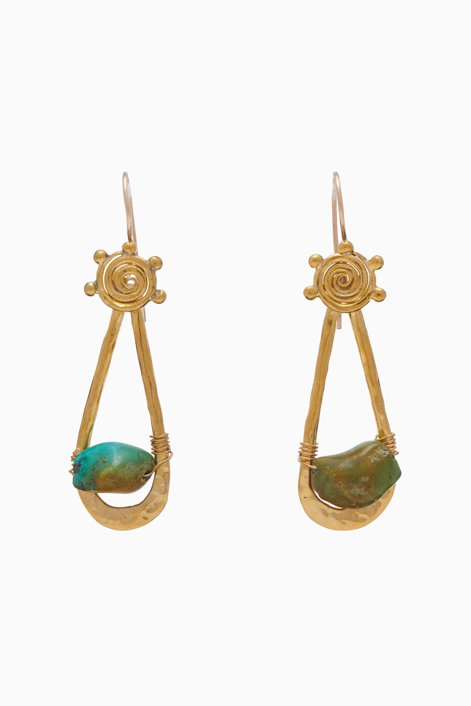 Ulla Johnson Spiral Drop Stone Earring - Green Turquoise