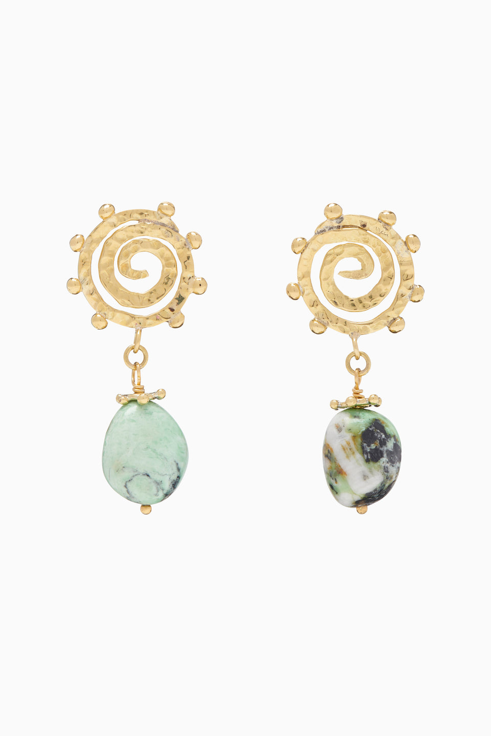 Mini Spiral Stone Earring - Green Turquoise