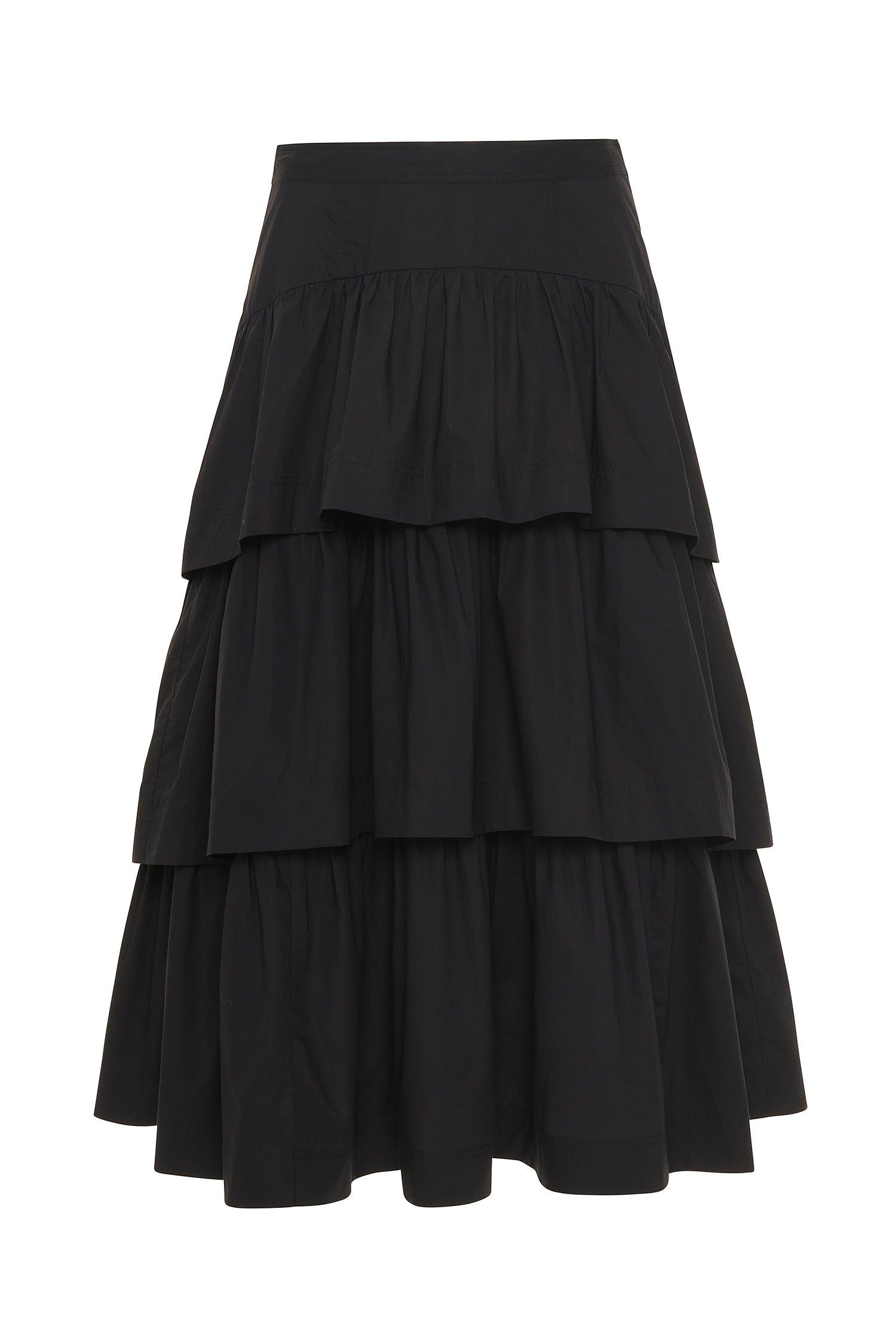 Winnie Skirt - Noir Black Ruffle Cotton Skirt - Ulla Johnson