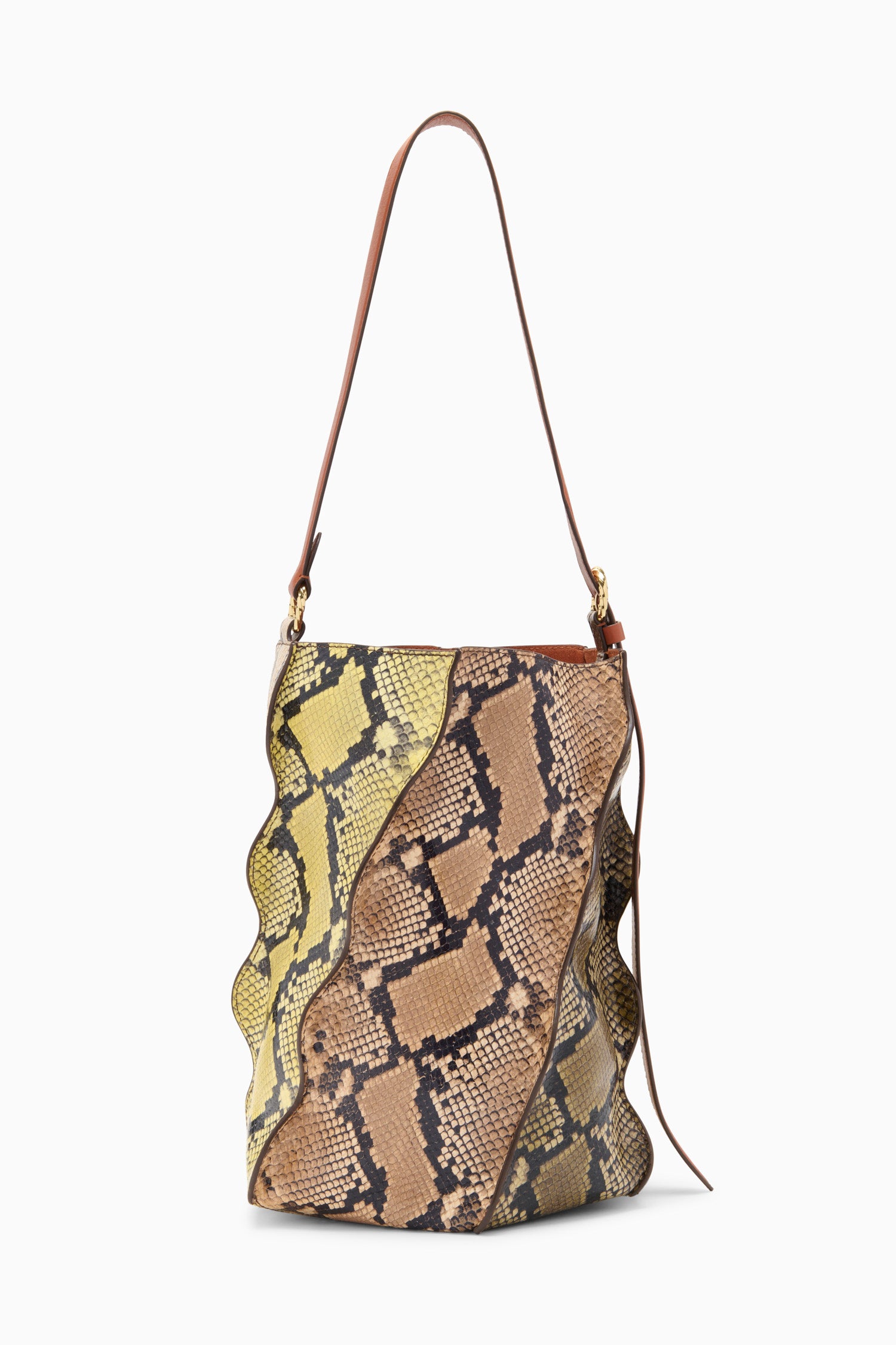 Adria Pleated Wave Bucket Mixte Python Python Embossed Leather Bucket Bag Ulla Johnson