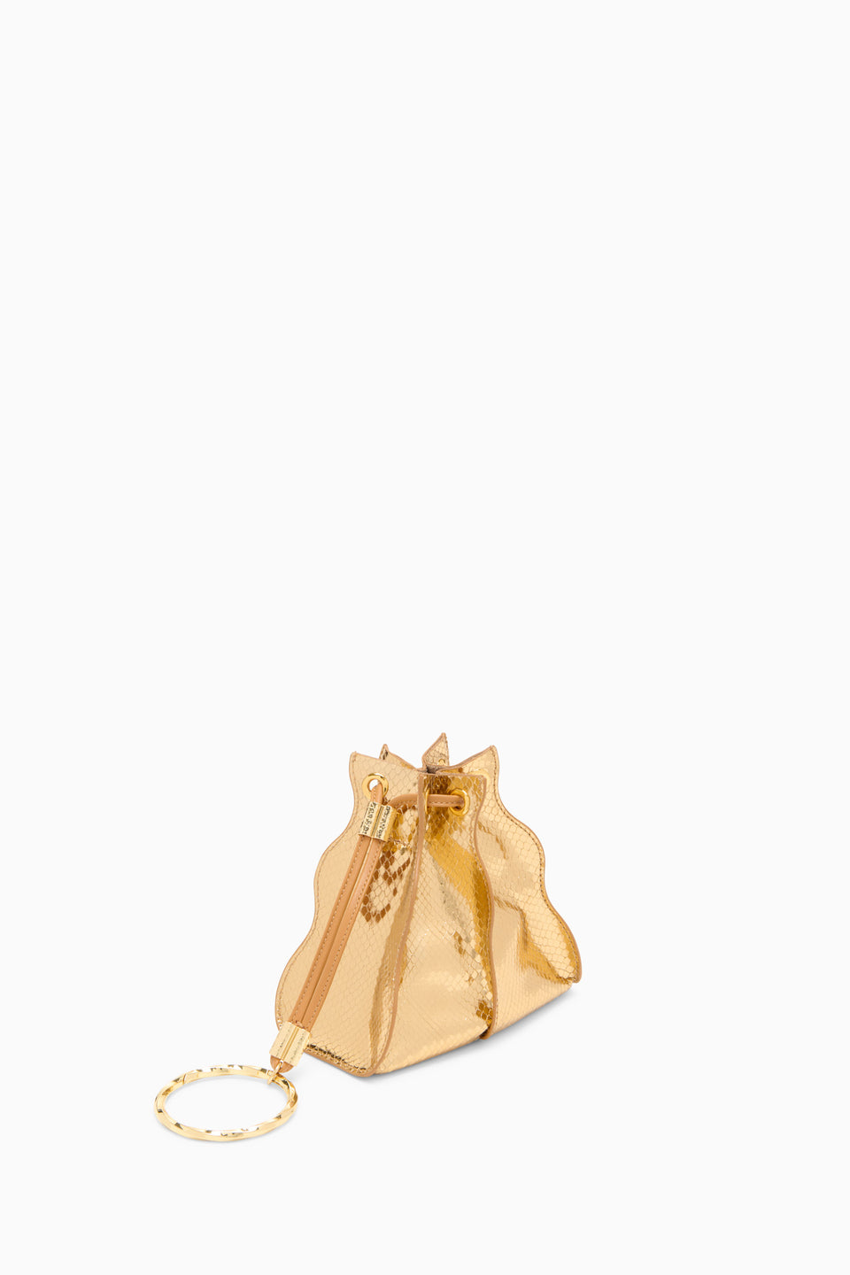 Adria Pleated Wave Pochette - Gold Python