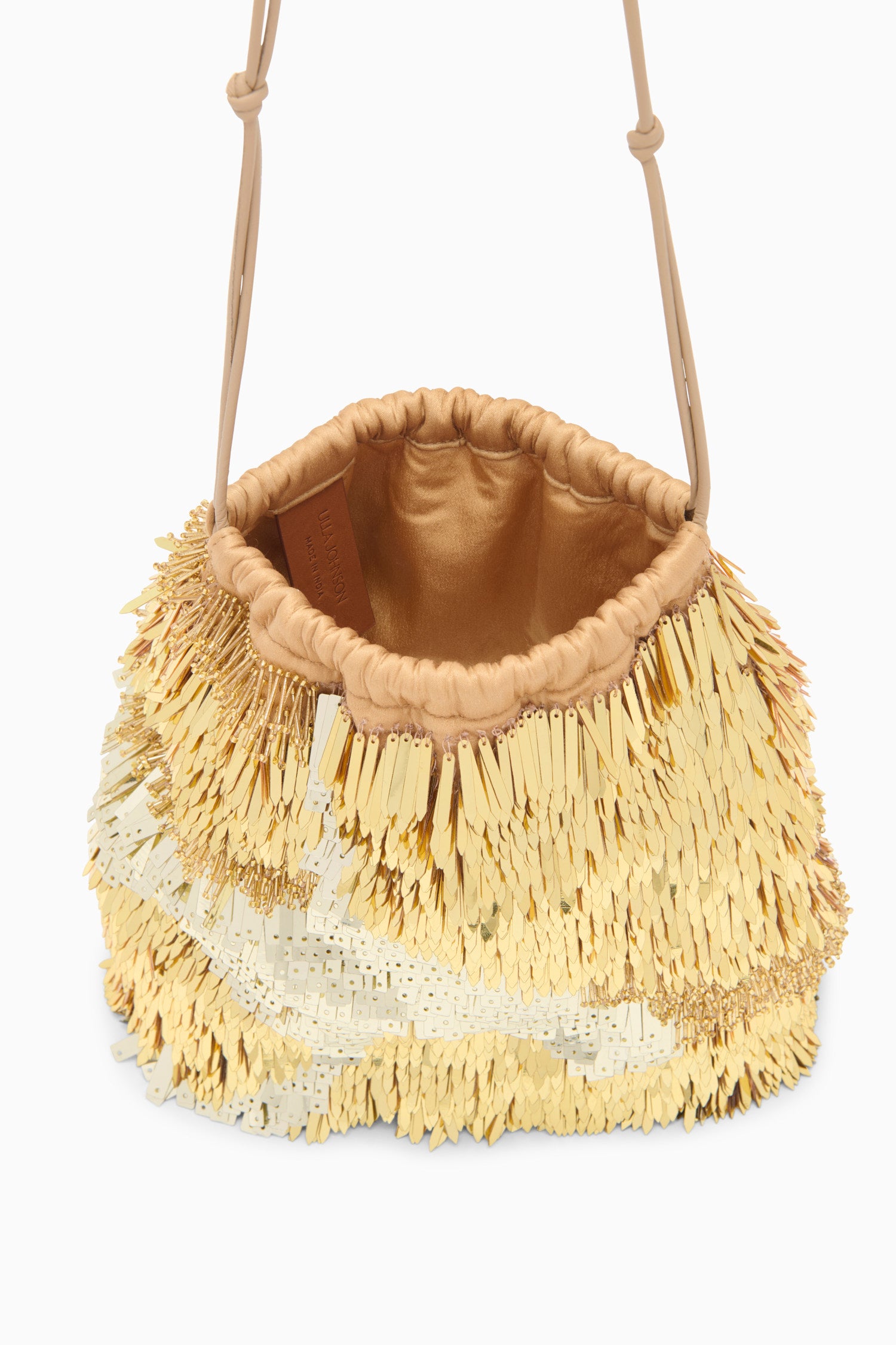 Ulla Johnson Celeste Paillette Drawstring Bag - Gilt