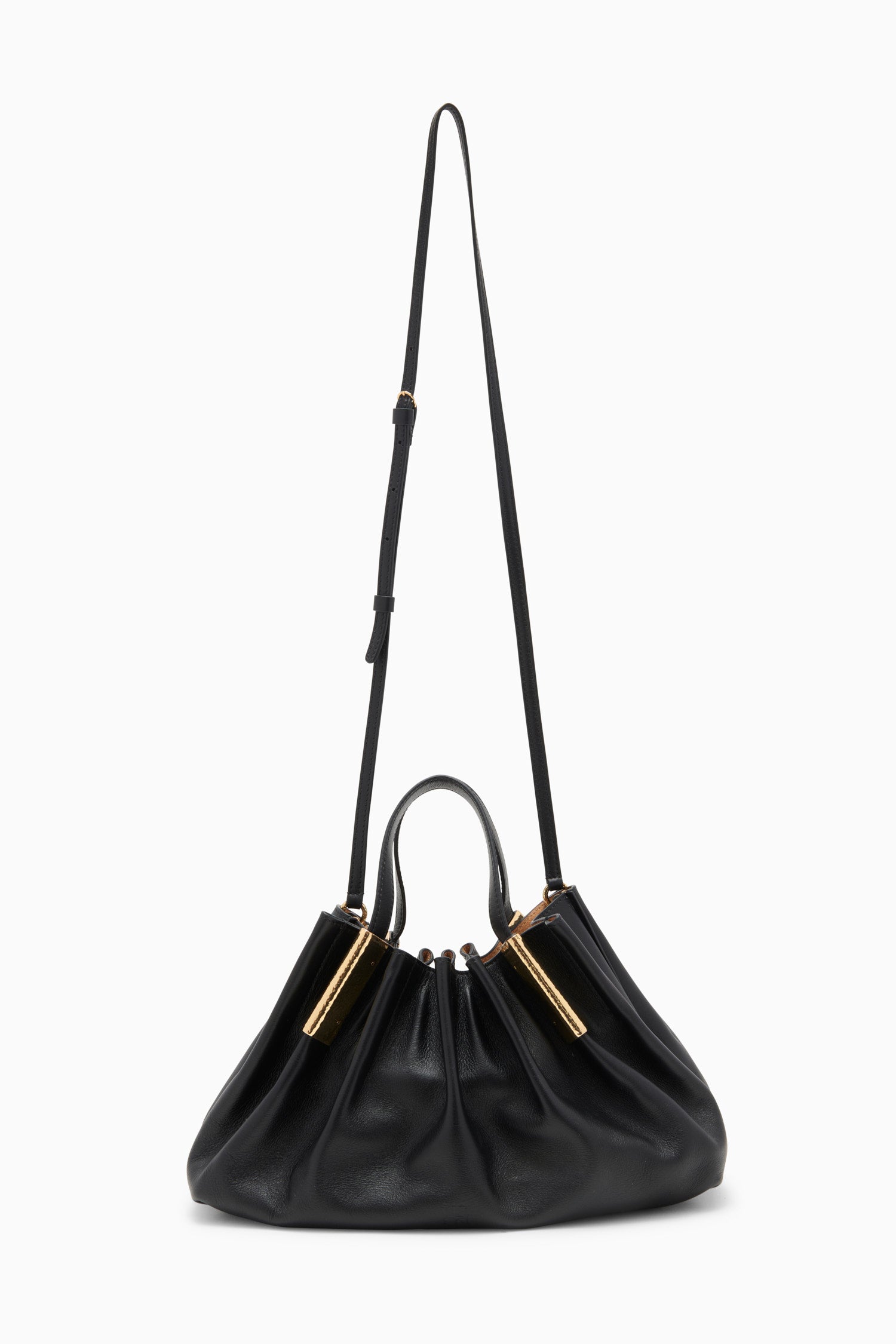 Isadora Mini Ruched East-West Tote - Noir