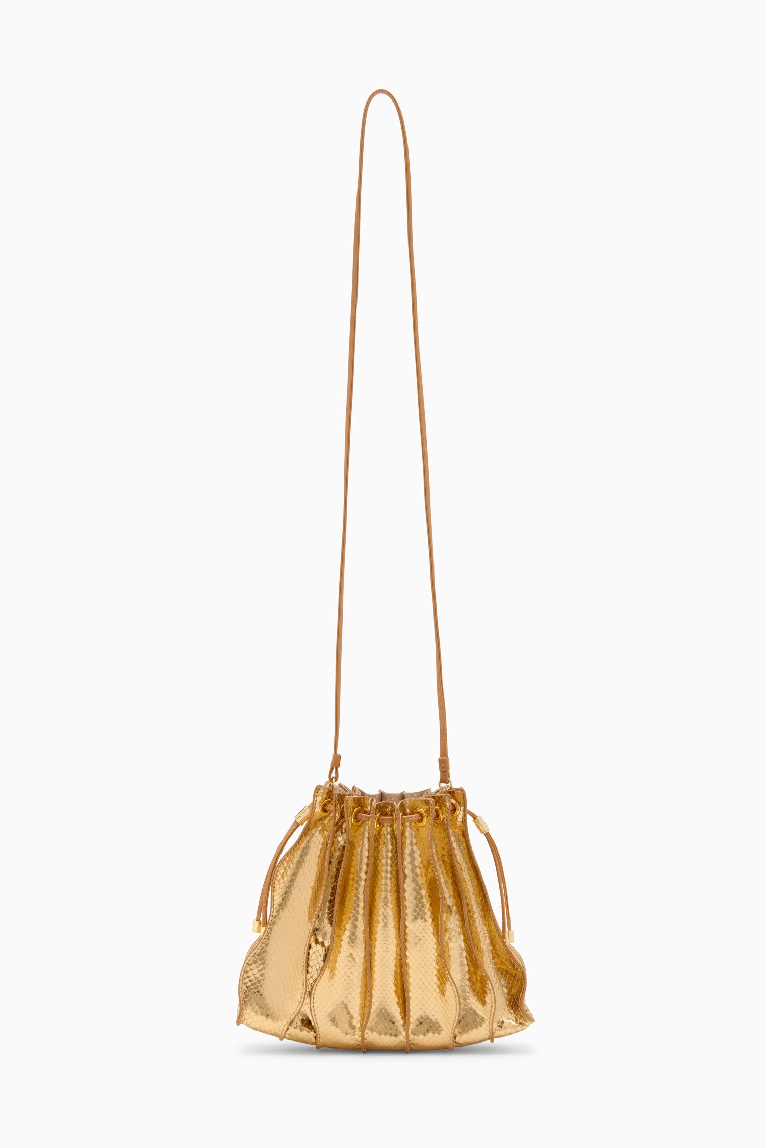 Ulla Johnson Adria Pleated Wave Crossbody - Gold Python