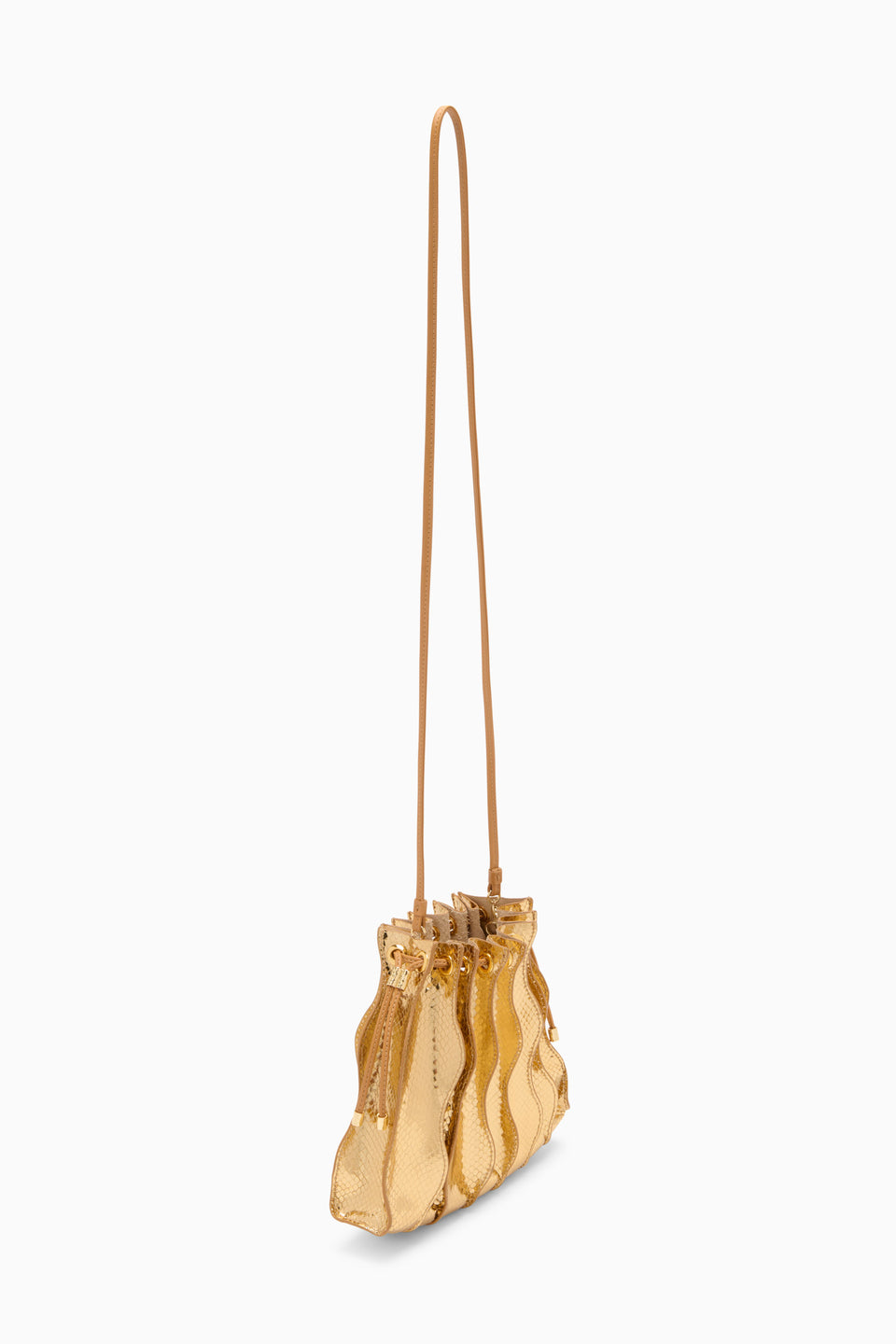 Adria Pleated Wave Crossbody - Gold Python