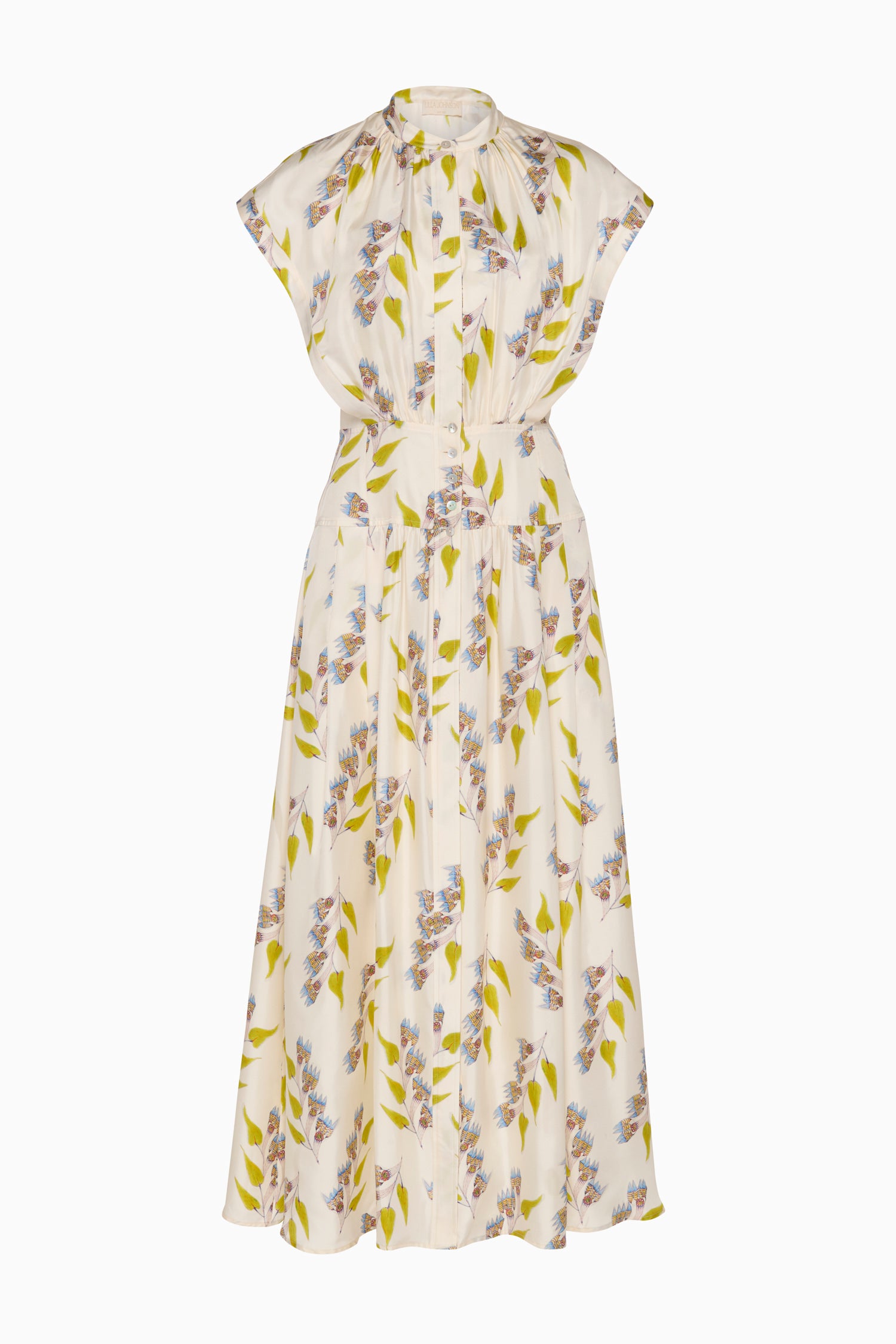 Lausanne Button Up Dress - Infinite Flower Floral Print Silk Midi