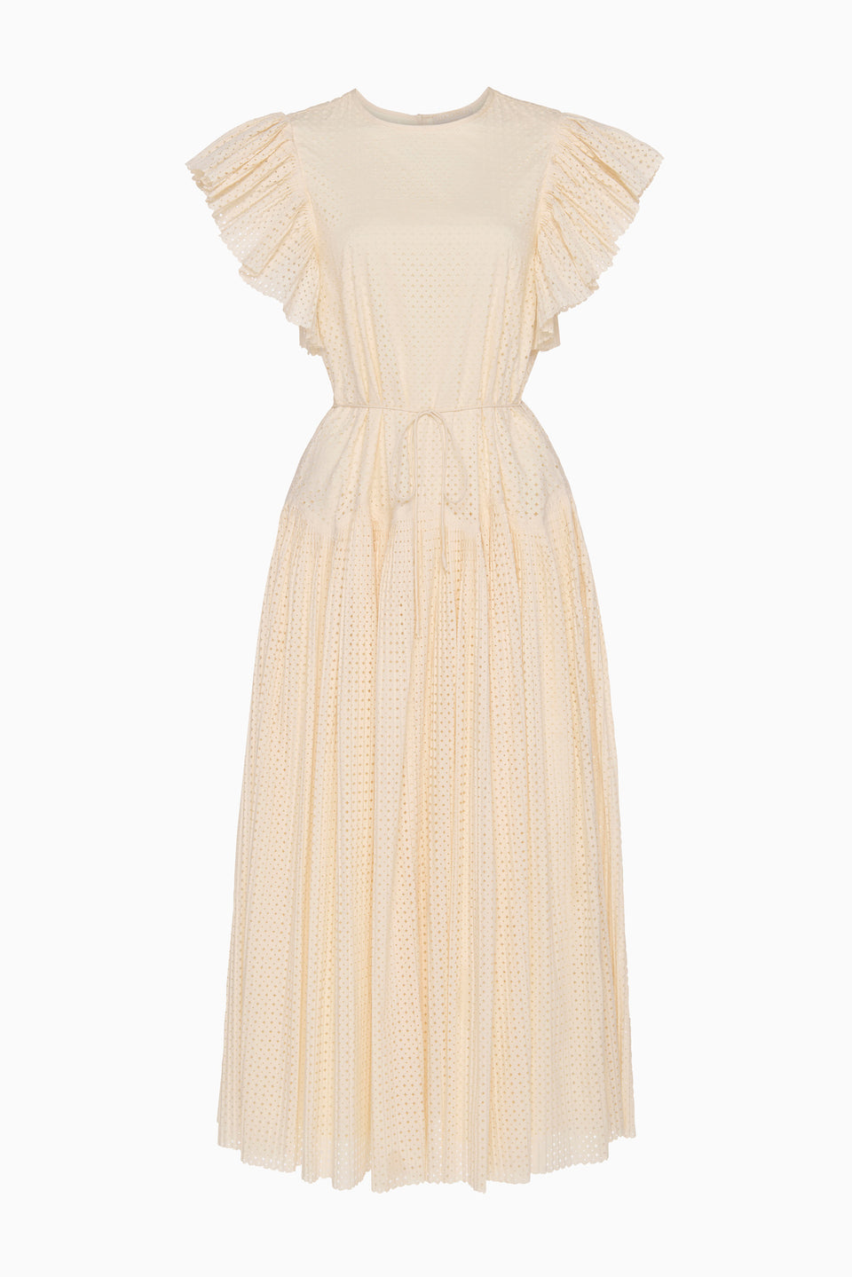 Sylvaine Flutter Sleeve Midi Dress - Cowrie