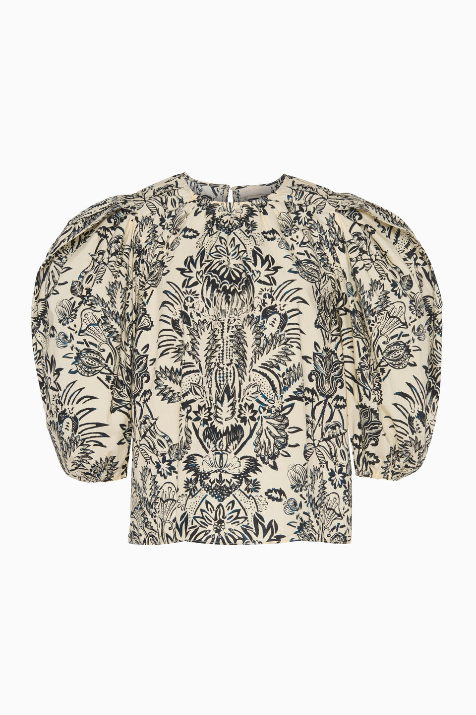Frantiska Puff Sleeve Top - Ivory Flora