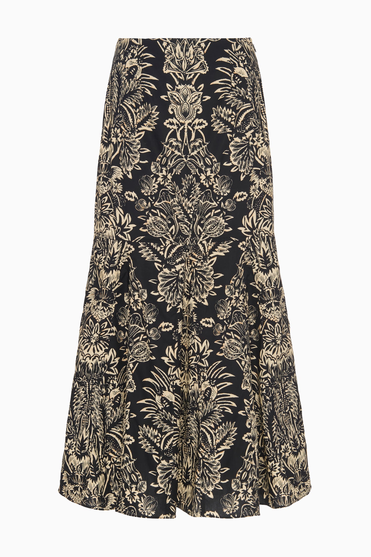 Clarisse Trumpet Midi Skirt - Noir Flora