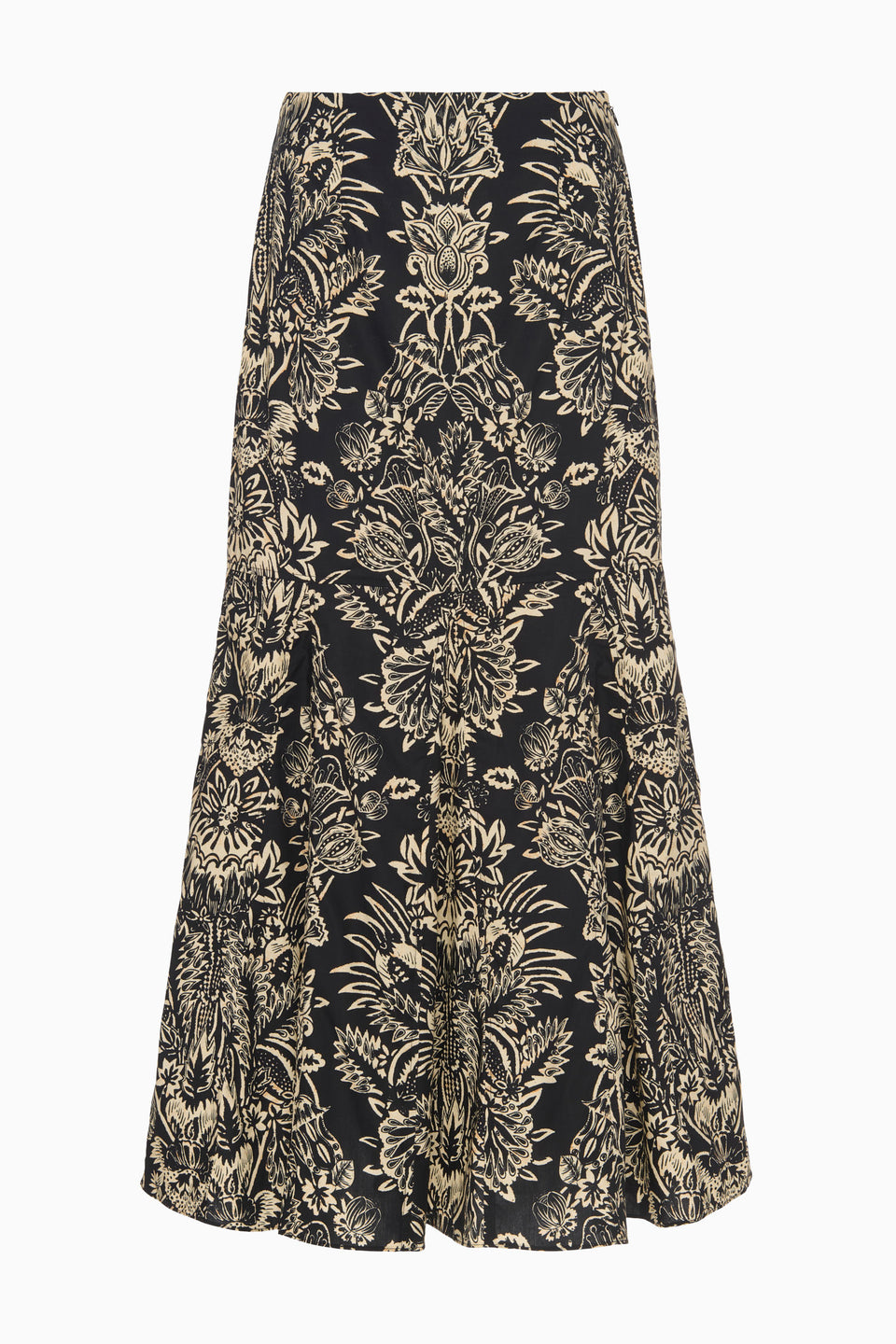 Clarisse Trumpet Midi Skirt - Noir Flora