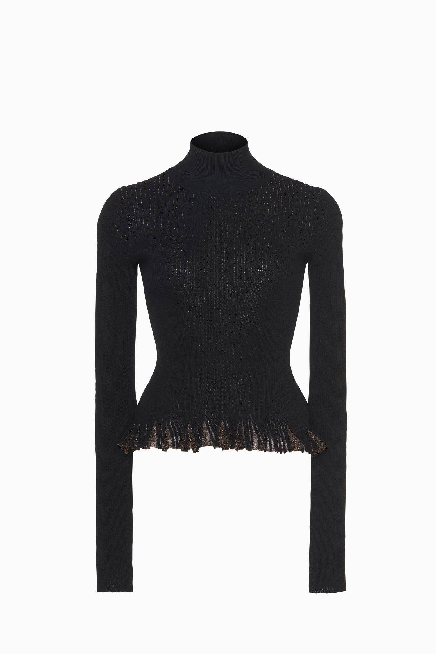 Yulia Ruffle Turtleneck Top - Noir - Ulla Johnson