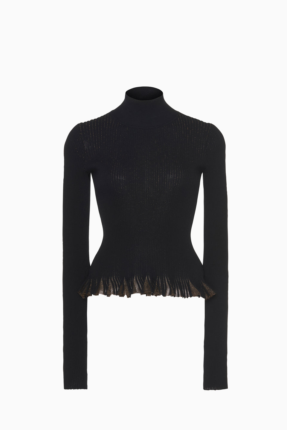 Yulia Ruffle Turtleneck Top - Noir