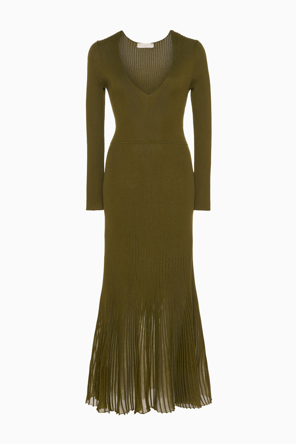 Zeda V Neck Midi Dress - Olive