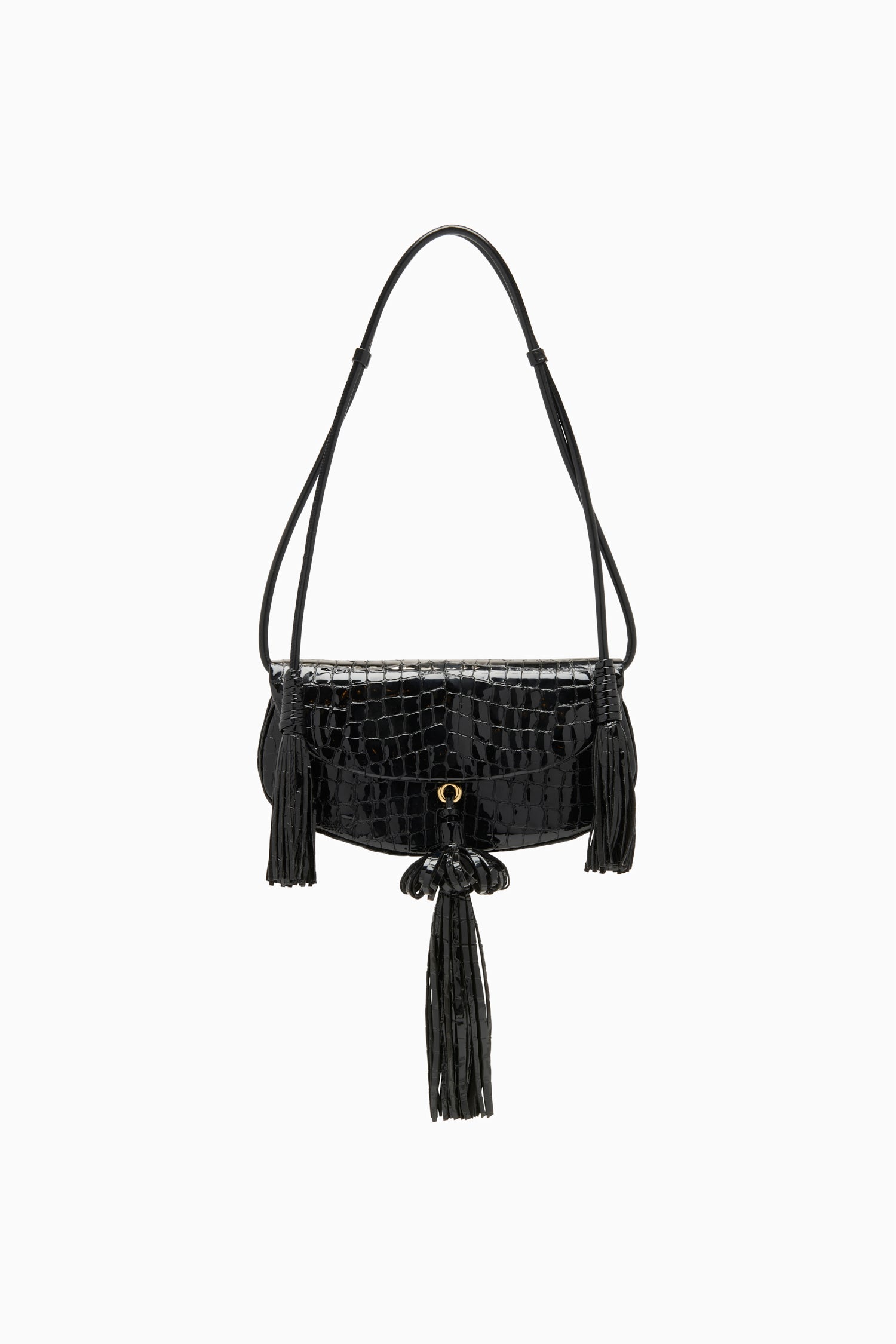 Paloma Tassel Flap Bag Embossed Noir