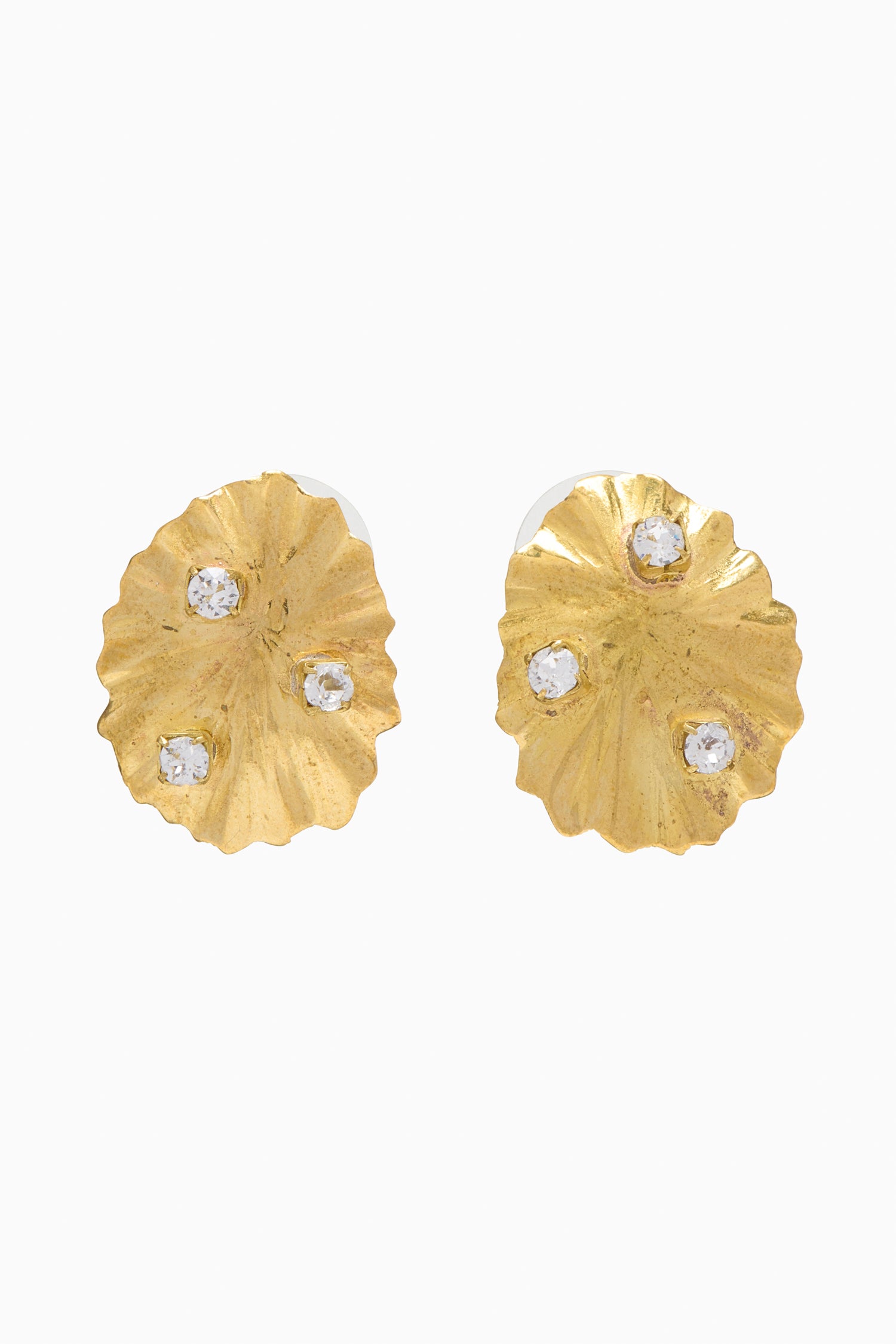 Embellished Shell Stud - Brass