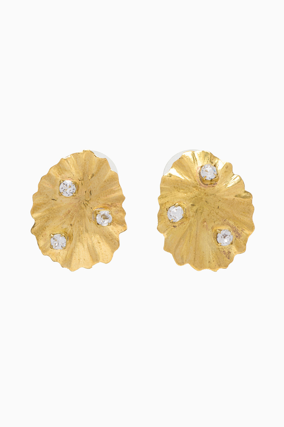 Embellished Shell Stud - Brass