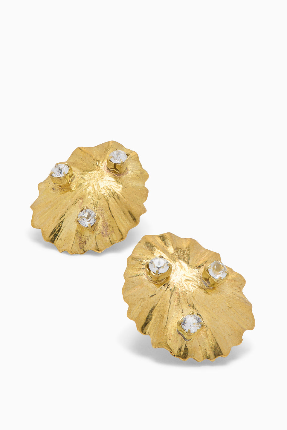 Embellished Shell Stud - Brass