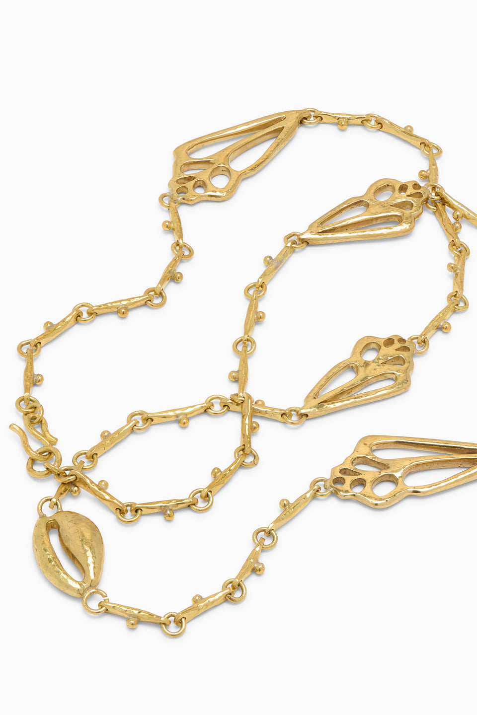Shell Charm Long Necklace - Brass