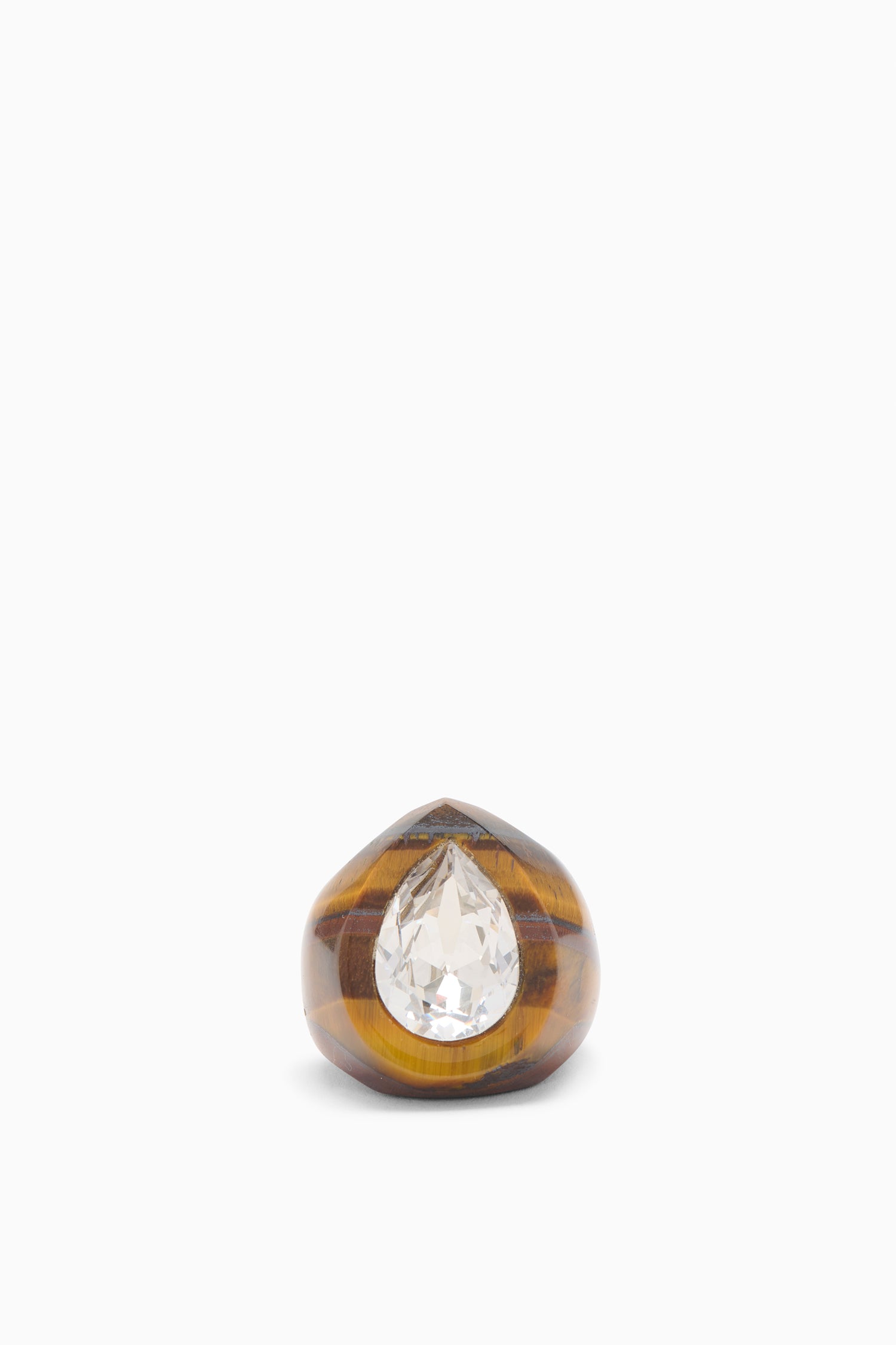 Crystal Pear Signet Ring - Tiger's Eye