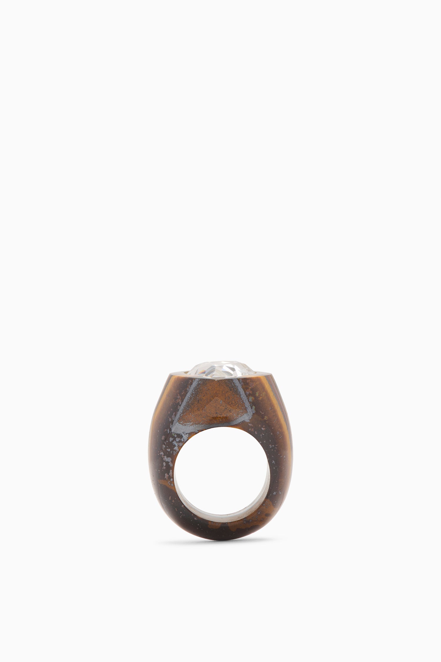 Crystal Pear Signet Ring - Tiger's Eye