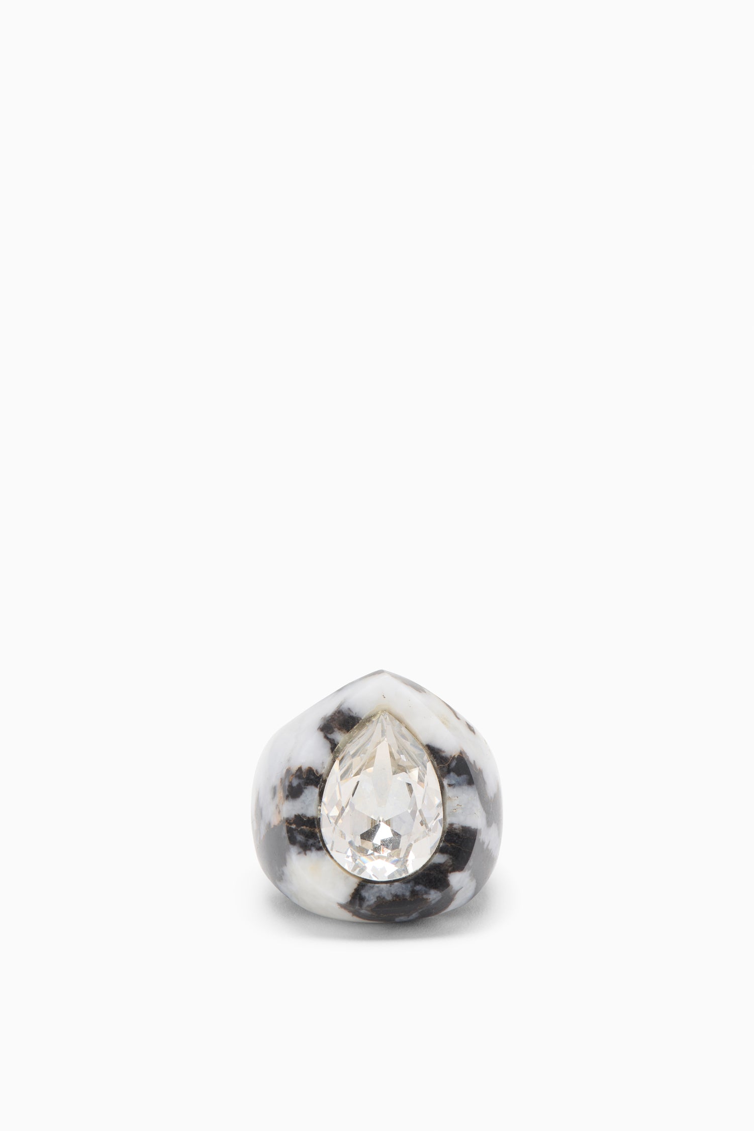 Crystal Pear Signet Ring - Black Onyx