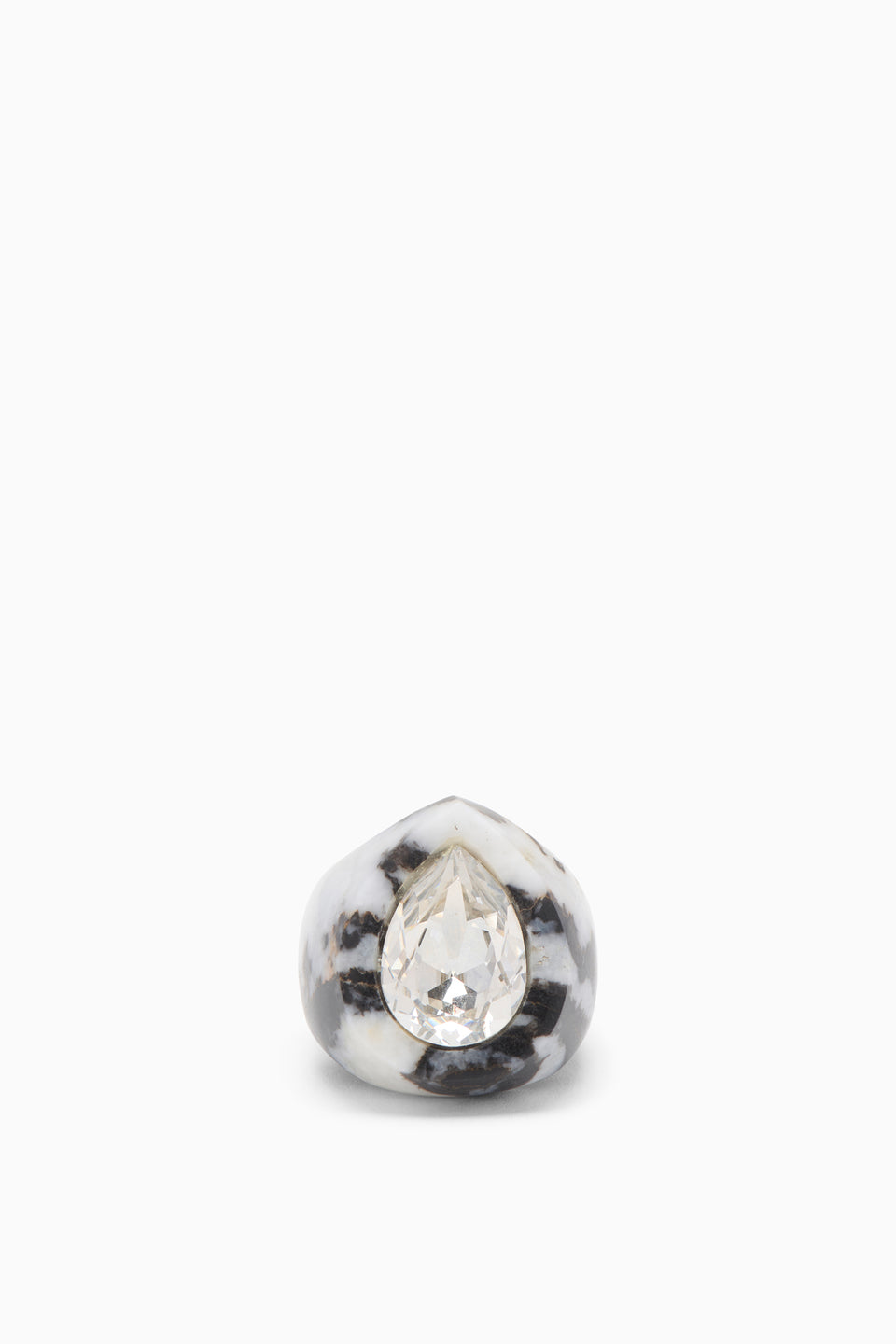 Crystal Pear Signet Ring - Black Onyx
