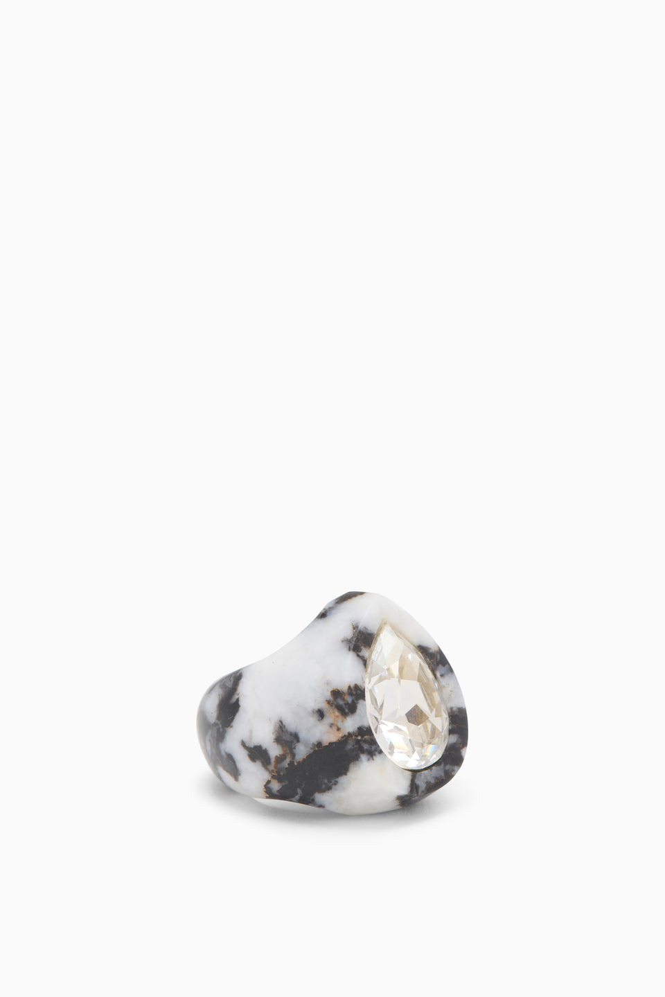 Crystal Pear Signet Ring - Black Onyx