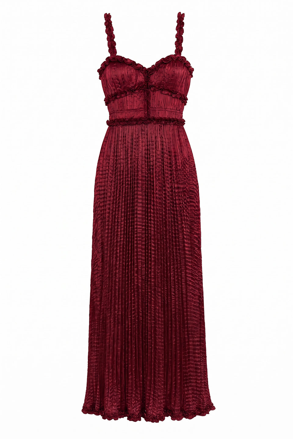 Estrella Cami Pleated Dress - Garnet