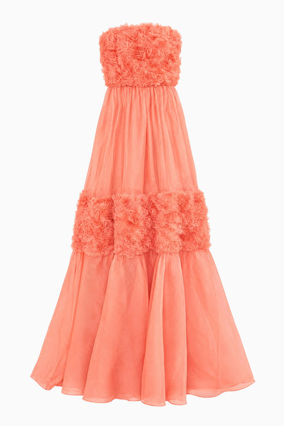 Sunset Silk Organza Strapless Gown - Flat View, Designer Ruffle Detail | Ulla Johnson