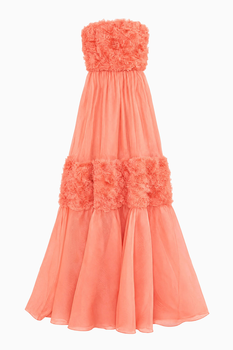 Sunset Silk Organza Strapless Gown - Flat View, Designer Ruffle Detail | Ulla Johnson