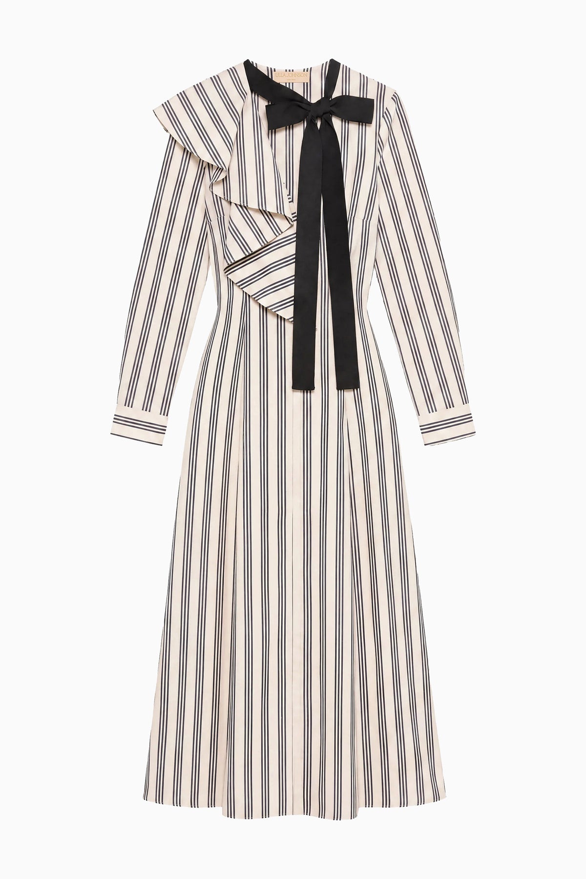Sofia Dress w/ Removable Tie - Ecru Stripe