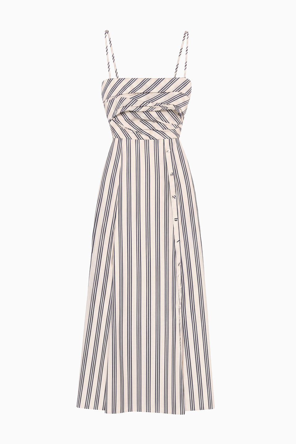 Ecru Stripe Cotton Poplin Midi Dress - Flat Lay, Designer Camisole Style | Ulla Johnson