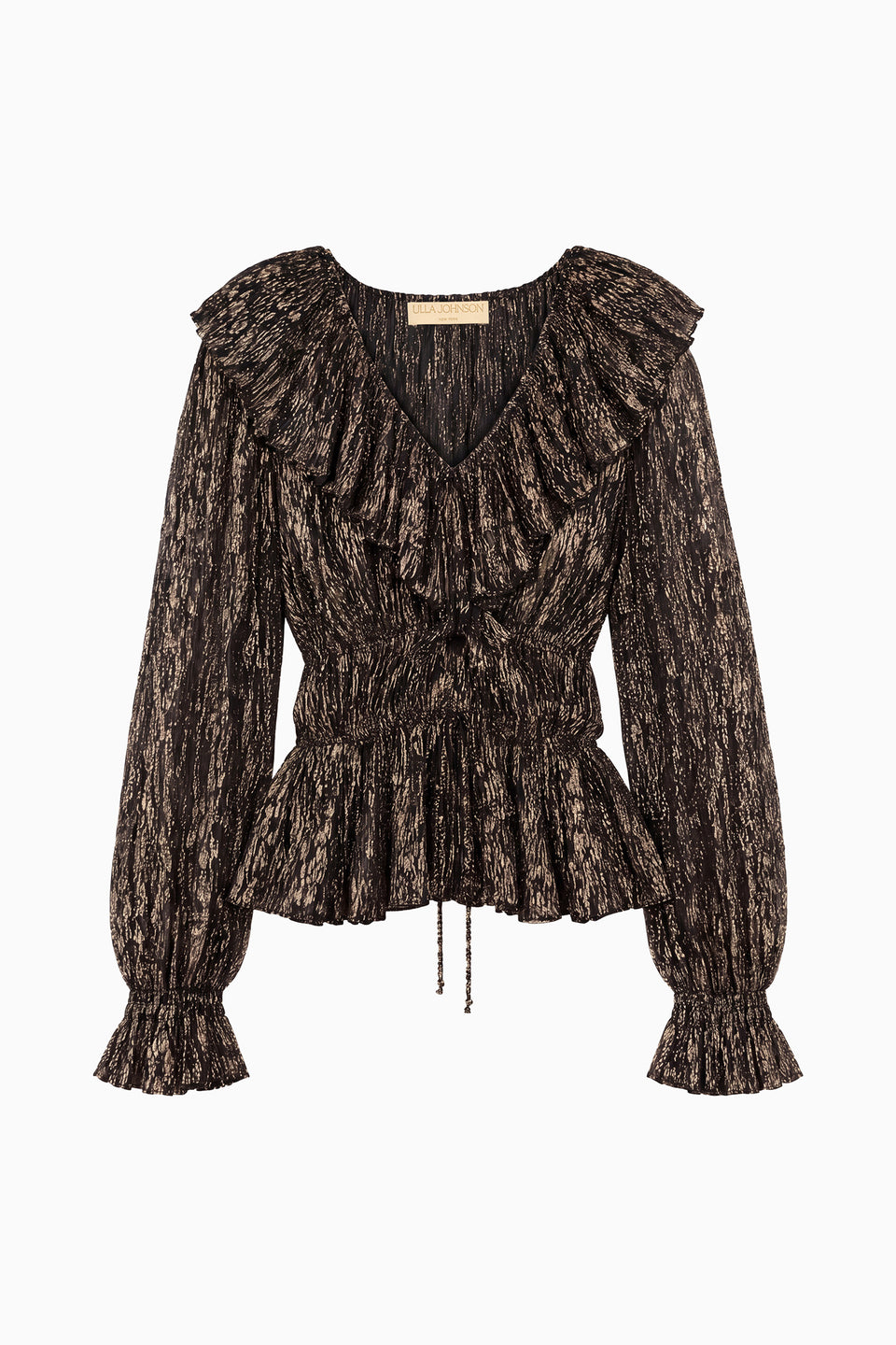 ⁣⁢Blouse à volants Odilia - Noir⁤⁣