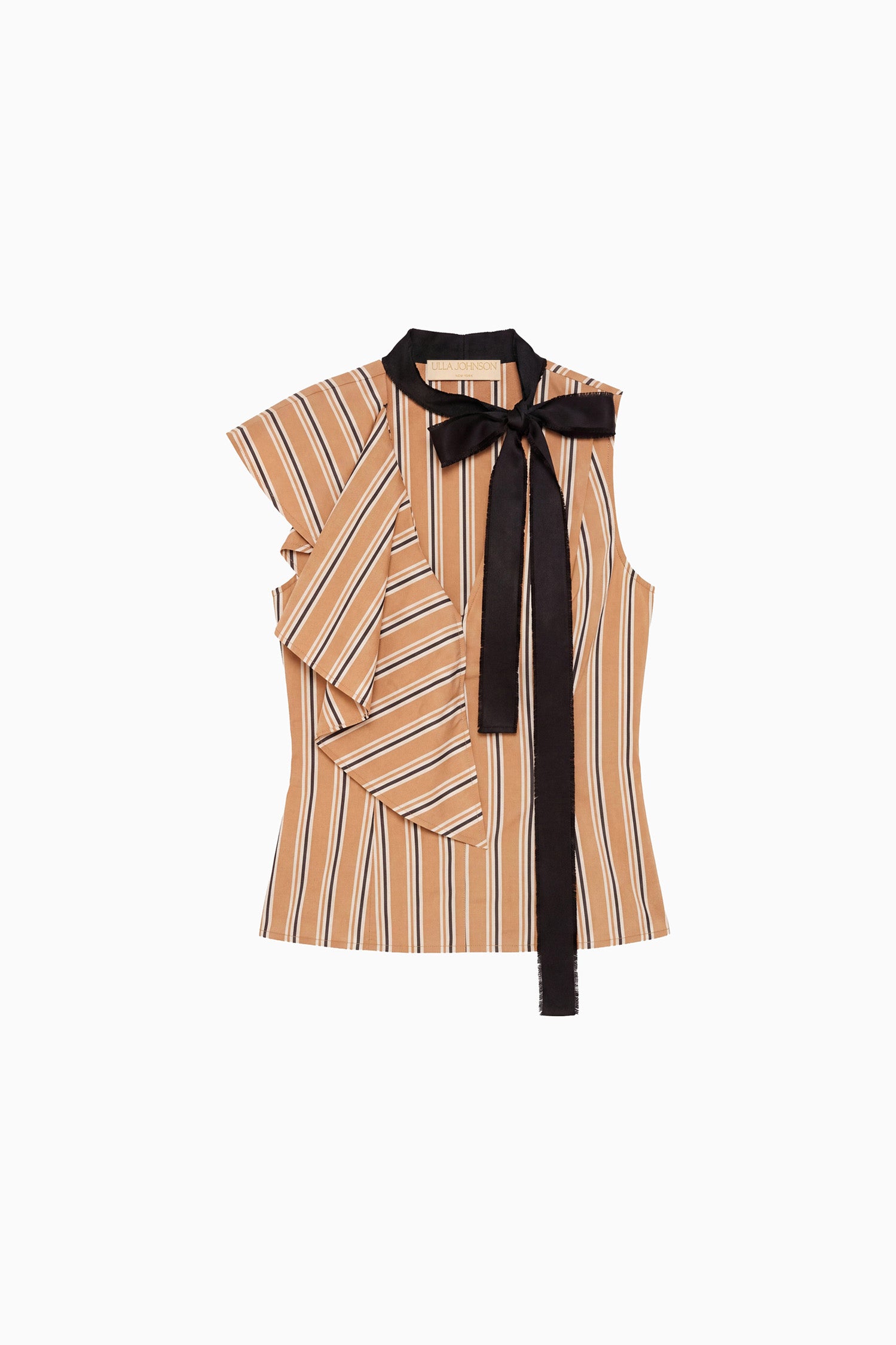Ulla Johnson Cressida Top w/ Removable Tie - Fawn Stripe