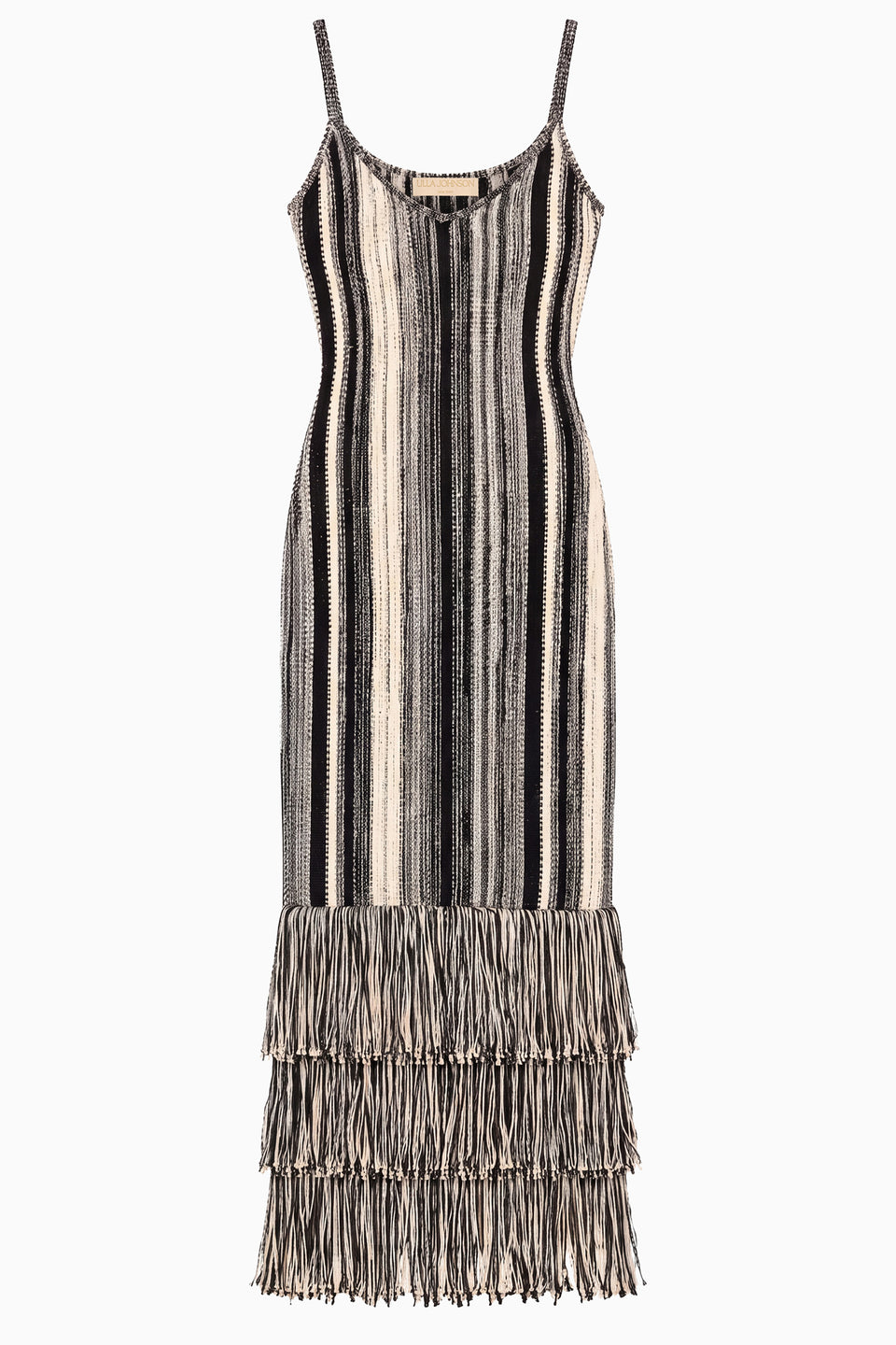 Noir/Gardenia Striped Jacquard Knit Dress - Flat Lay, Luxury Designer Knit Dress | Ulla Johnson