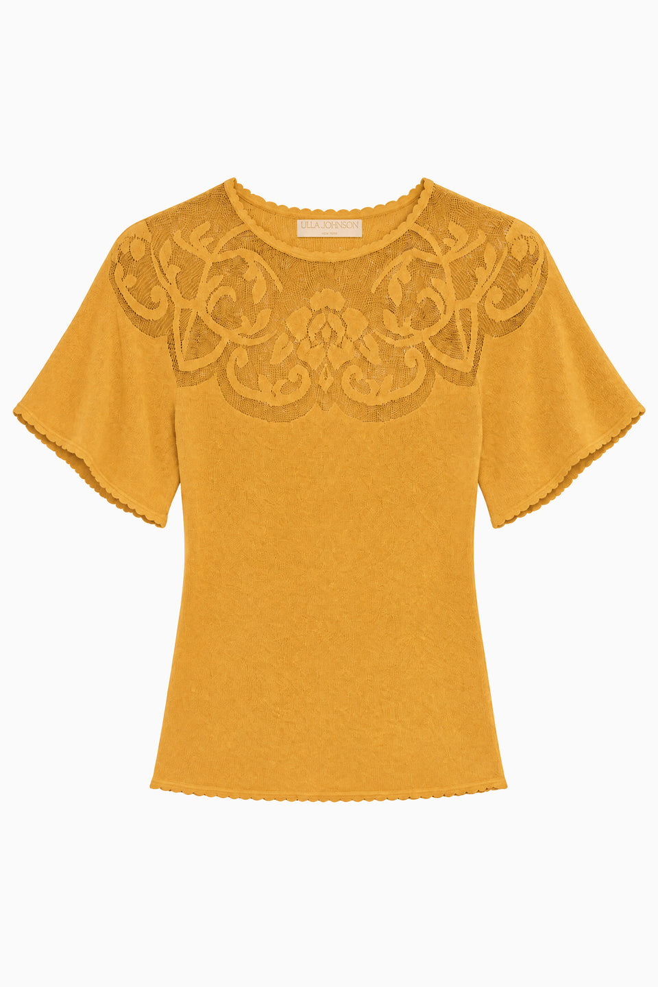 Topaz Knit Flutter Sleeve Top with Scalloped Edges - Flat Lay | Ulla Johnson