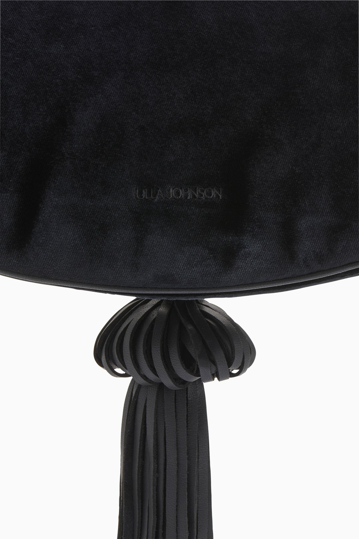 Noir Black Velvet Clutch - Tassel Knot Close-Up Detail | Ulla Johnson
