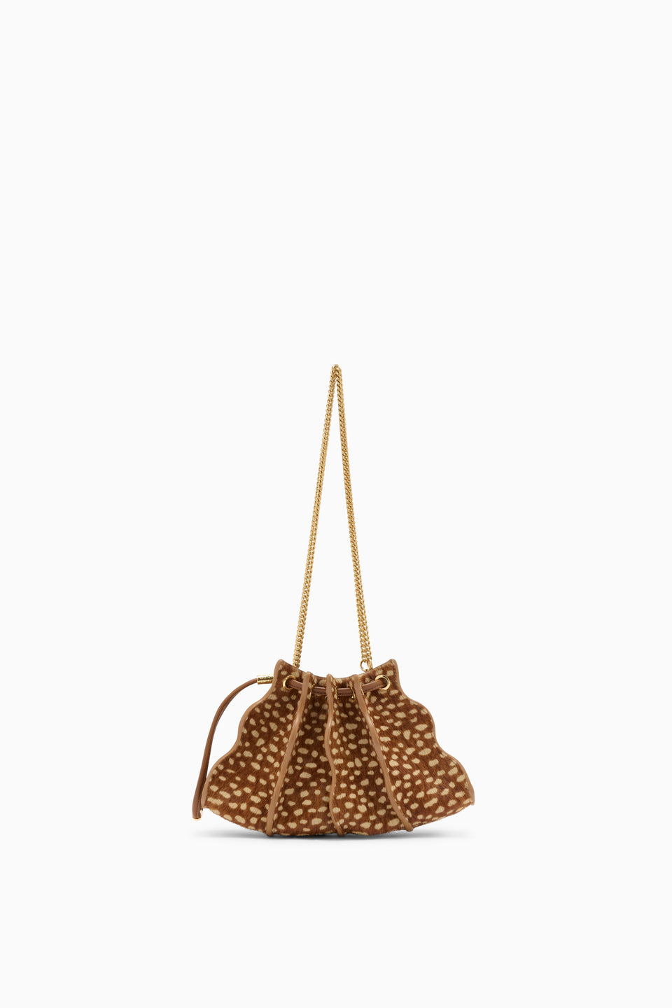 Spotted Haircalf Designer Crossbody Bag Gold Chain Strap - Front View | Ulla Johnson
