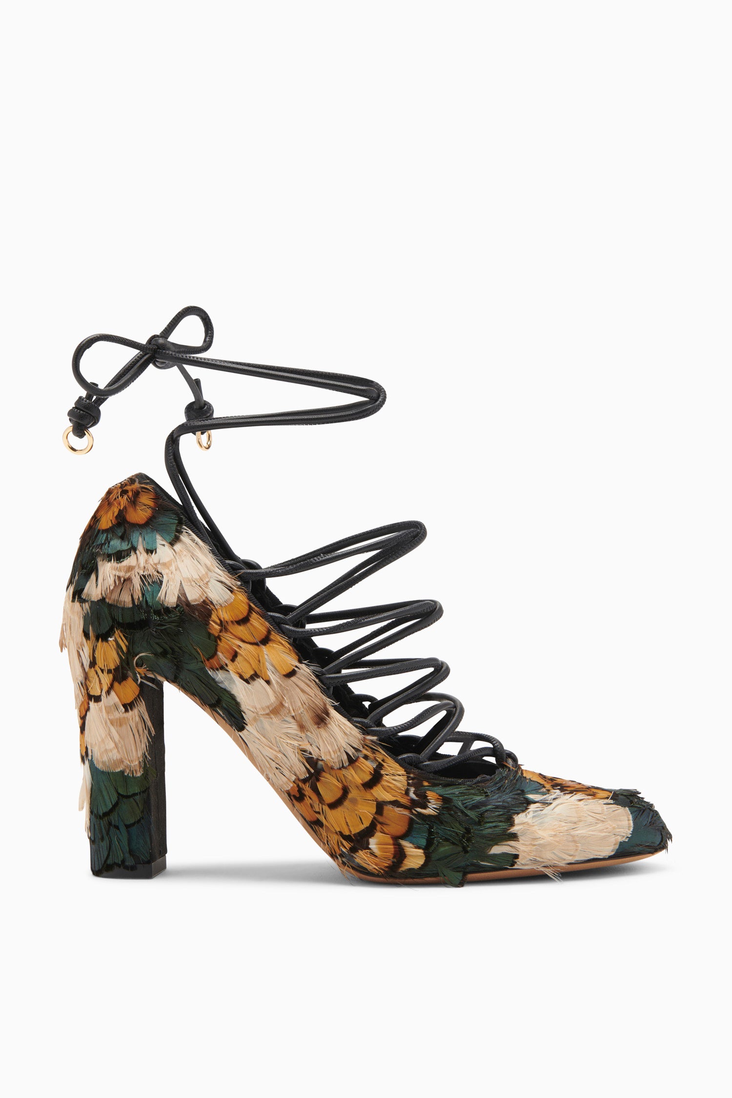 Ulla Johnson Rosalia Feather Lace Up High Heel - Pato