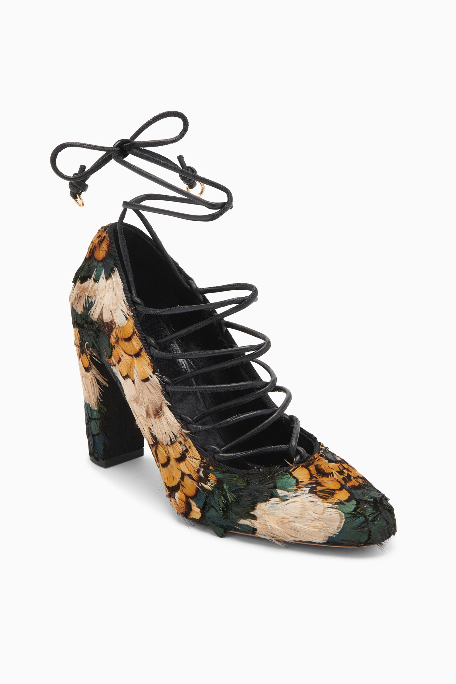 Ulla Johnson Rosalia Feather Lace Up High Heel - Pato