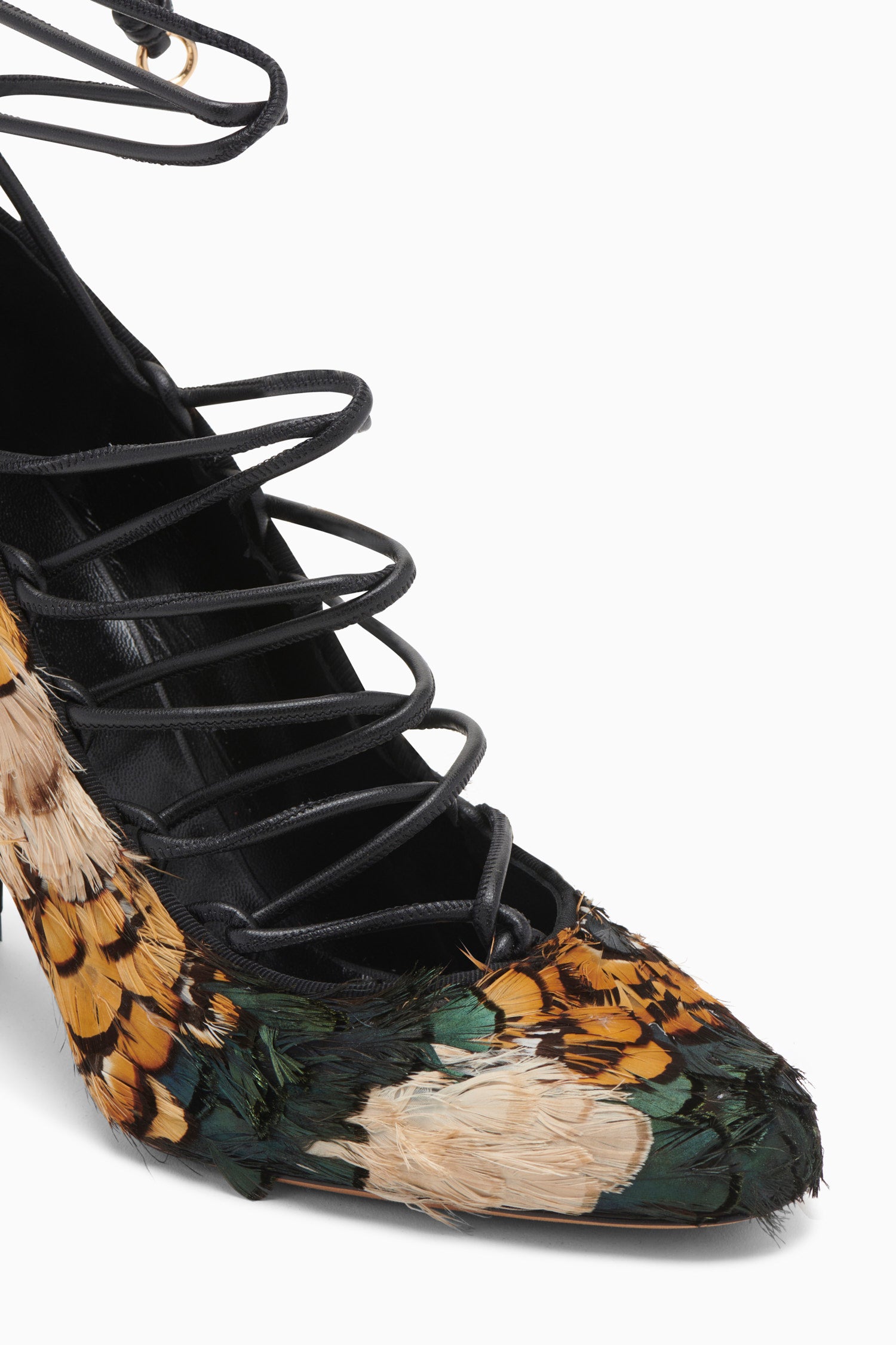 Ulla Johnson Rosalia Feather Lace Up High Heel - Pato